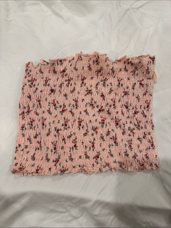 Garage Tops - Garage Pink Floral Smocked Tube Top
